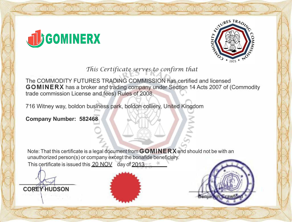 Gominerx Certificate